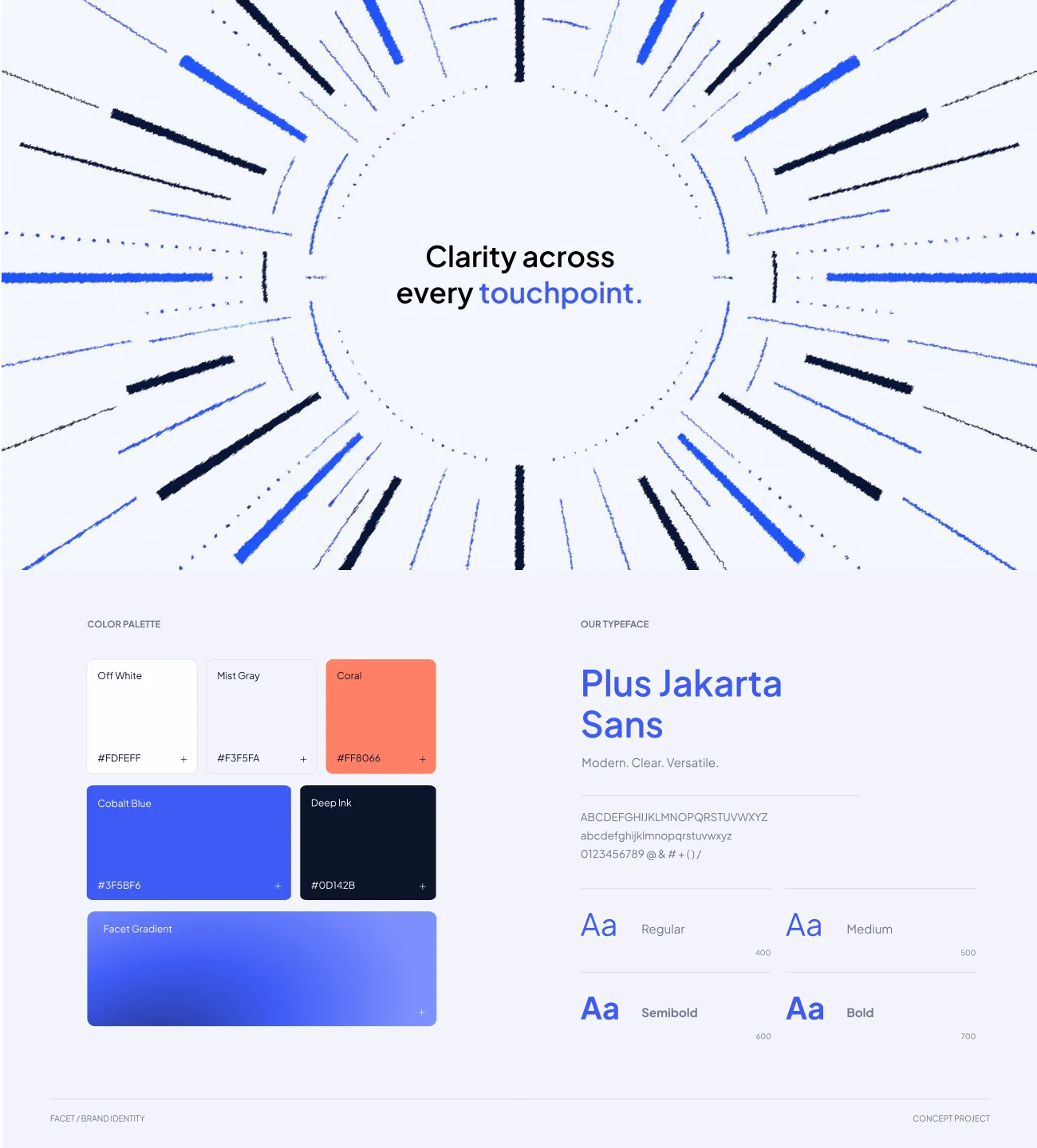 Facet brand palette and typography